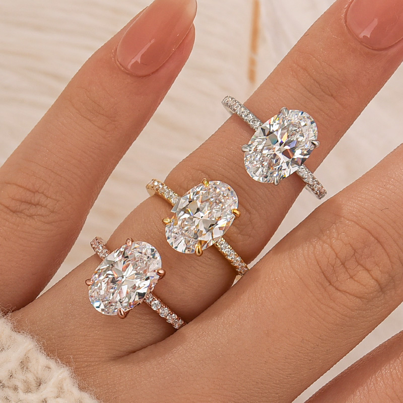 Classic Oval Cut Simulated Diamond Engagement Ring In Sterling Silver