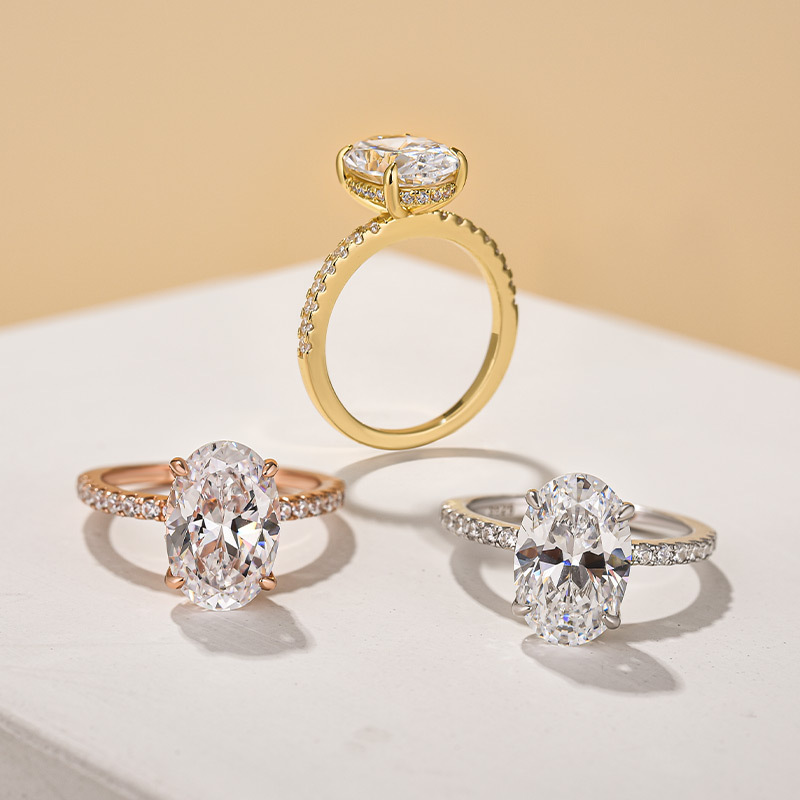 Classic Oval Cut Simulated Diamond Engagement Ring In Sterling Silver