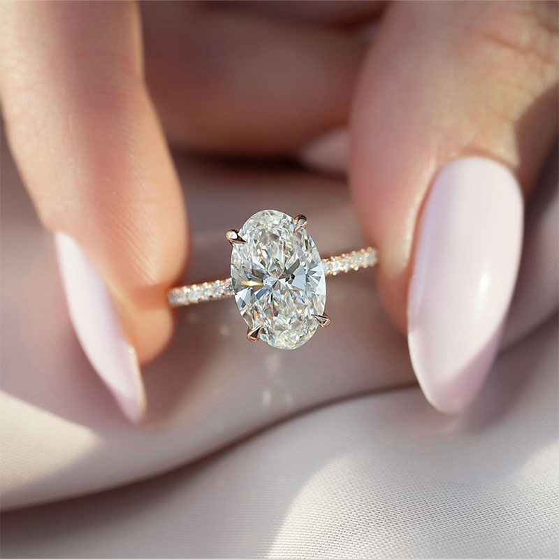 Classic Oval Cut Simulated Diamond Engagement Ring In Sterling Silver