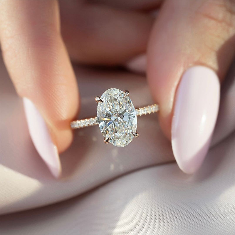 Classic Oval Cut Simulated Diamond Engagement Ring In Sterling Silver