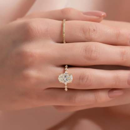 Maxine Unique Oval Cut Engagement Ring In Sterling Silver