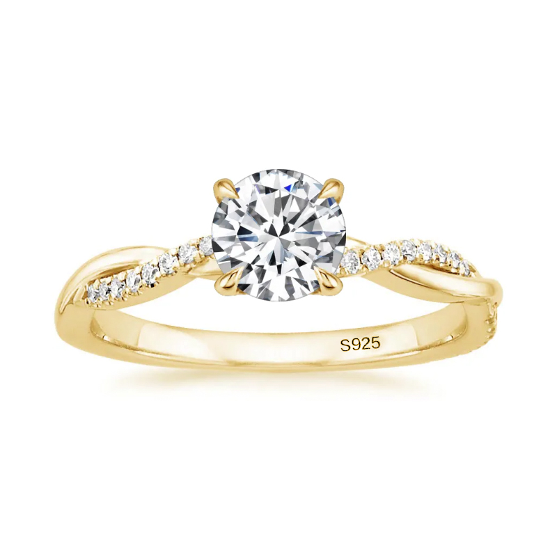 Twist 1.25 Carat/2.0 Carat Round Cut Promise Ring For Her In Sterling Silver