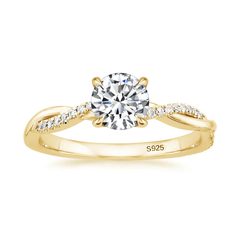 Twist 1.25 Carat/2.0 Carat Round Cut Promise Ring For Her In Sterling Silver