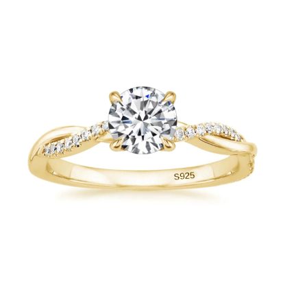 Twist 1.25 Carat/2.0 Carat Round Cut Promise Ring For Her In Sterling Silver