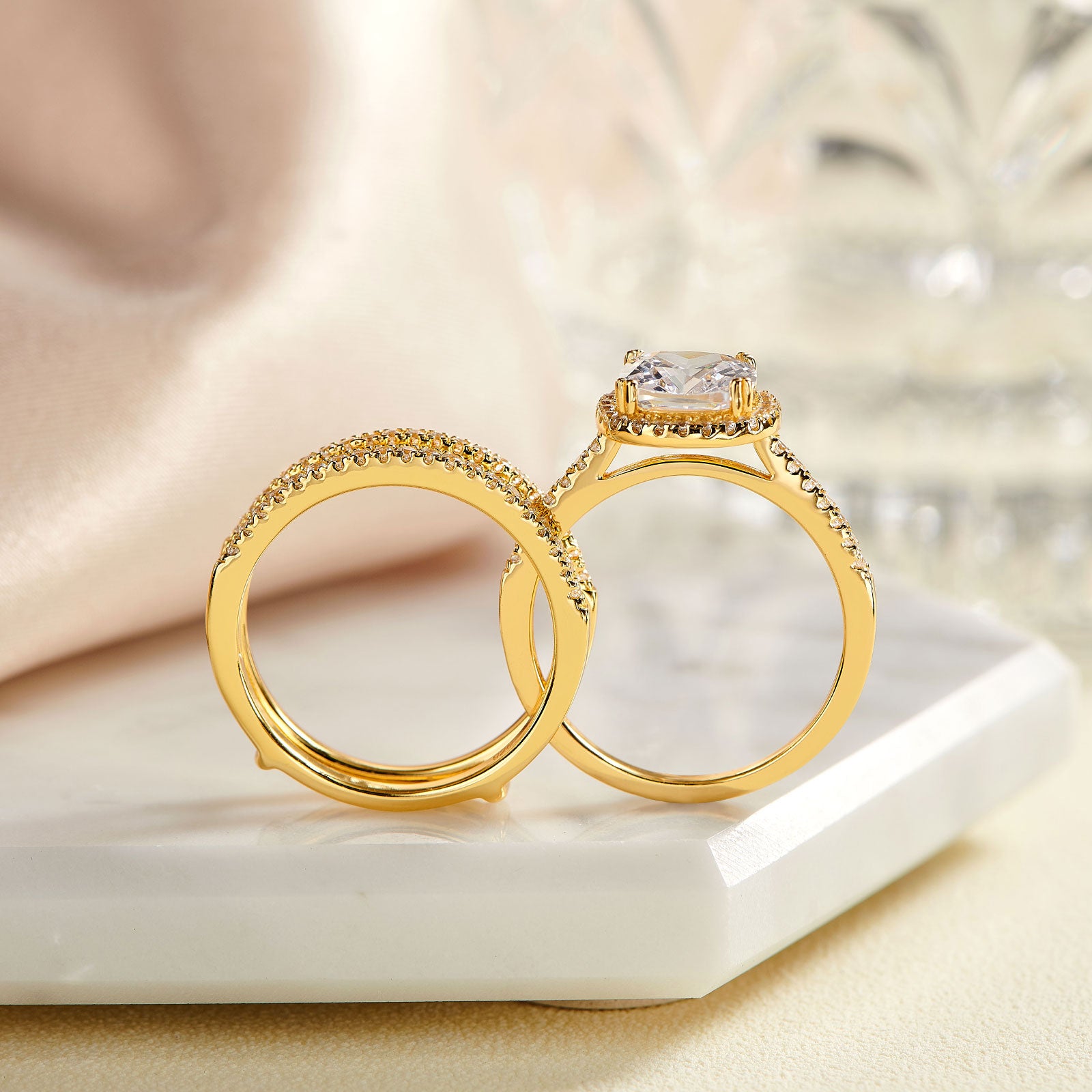 Women Engagement Rings 925 Sterling Silver Gold Jewelry