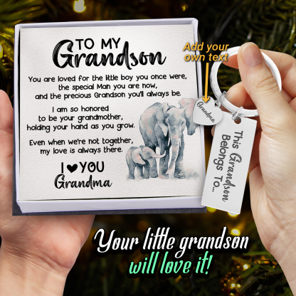Mother's Day Gift Personalized Engraved Keychain - Family - To My Grandson - I Love You-Engravingift