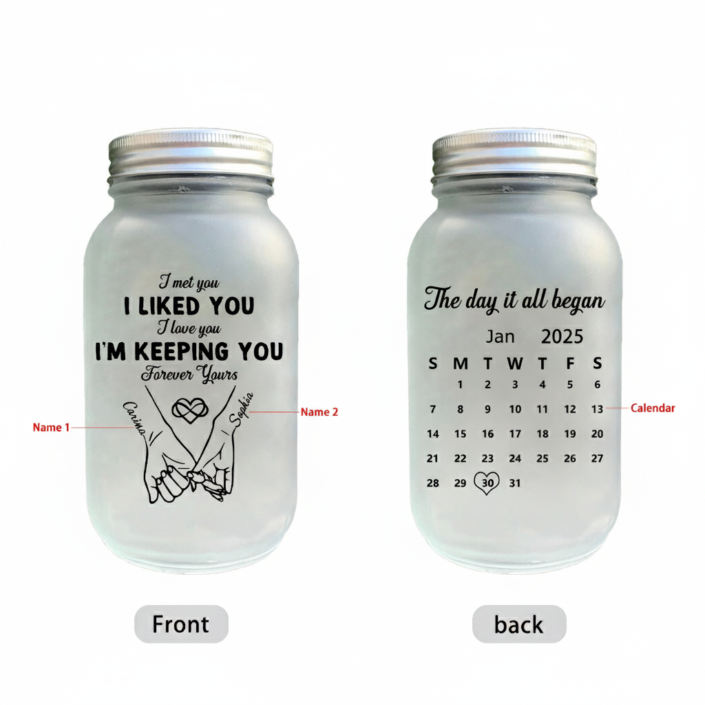 Personalized Couple Pinky Promise Solar Mason Jar Fairy Light