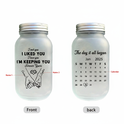 Personalized Couple Pinky Promise Solar Mason Jar Fairy Light