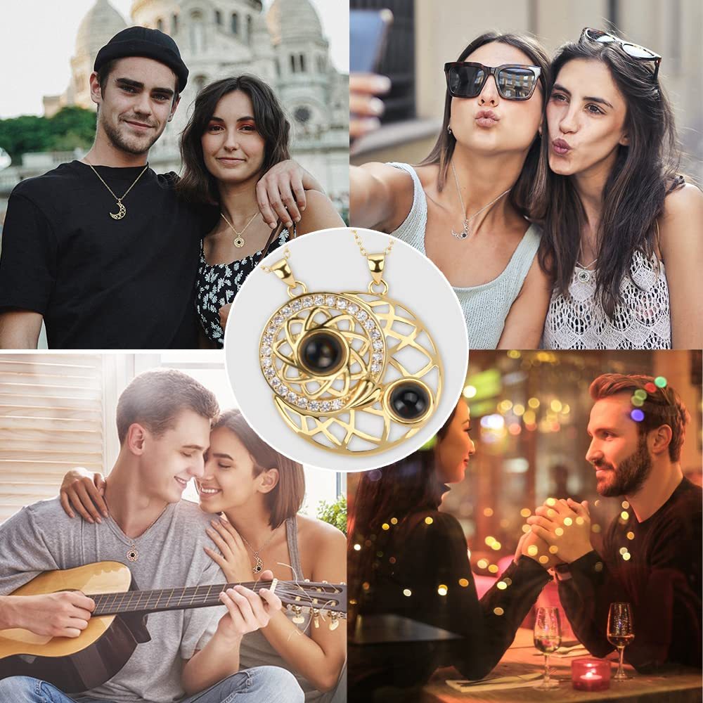 Mother's Day Gift SHIPS 24-HOURS Magnetic Couple Diamond "I Love You" in 100 Languages-2 Necklaces set-Engravingift