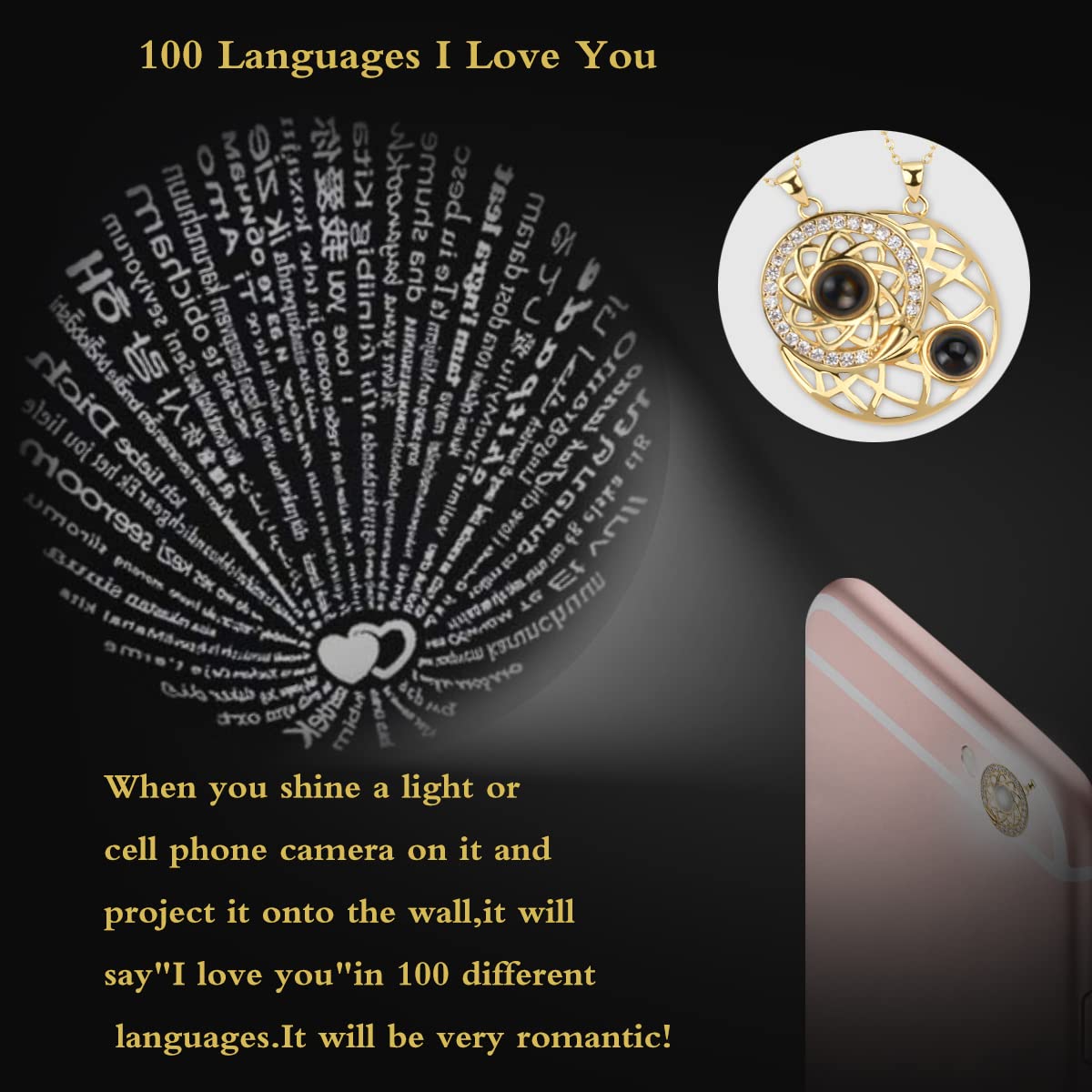 Mother's Day Gift SHIPS 24-HOURS Magnetic Couple Diamond "I Love You" in 100 Languages-2 Necklaces set-Engravingift