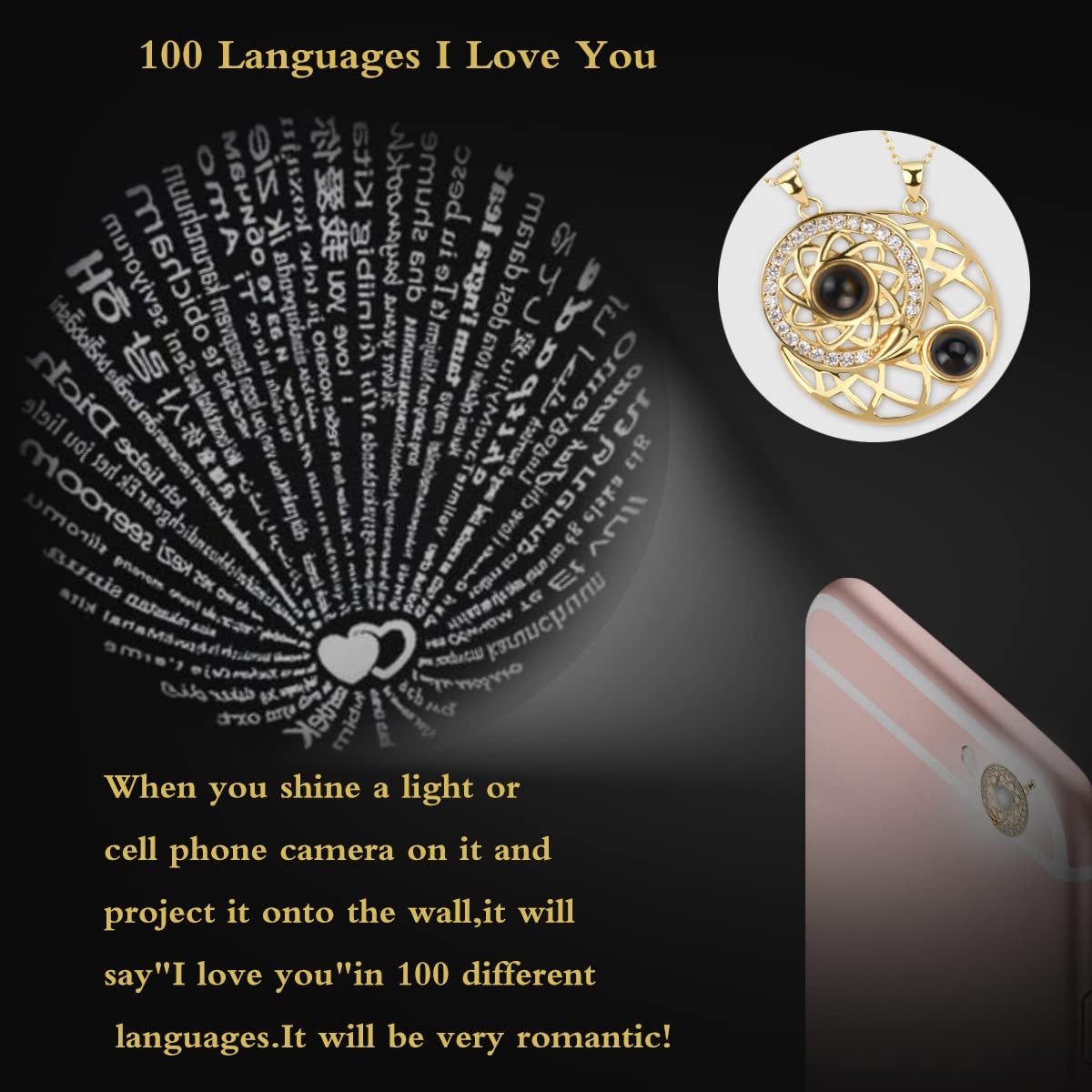 Mother's Day Gift SHIPS 24-HOURS Magnetic Couple Diamond "I Love You" in 100 Languages-2 Necklaces set-Engravingift