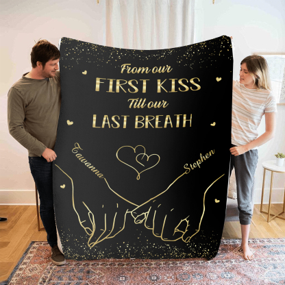 From Our First Kiss Till Our Last Breath Personalized Couple Pinky Promise Blanket A Heartfelt Gift with Custom 2 Names