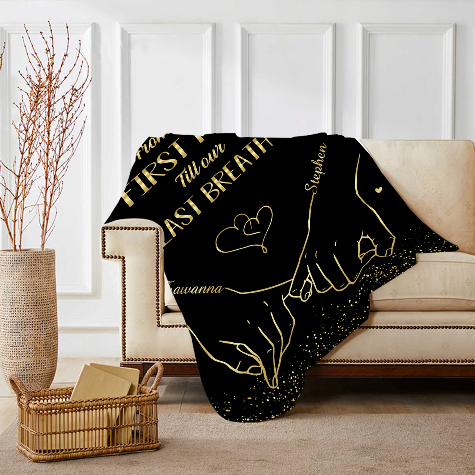 From Our First Kiss Till Our Last Breath Personalized Couple Pinky Promise Blanket A Heartfelt Gift with Custom 2 Names