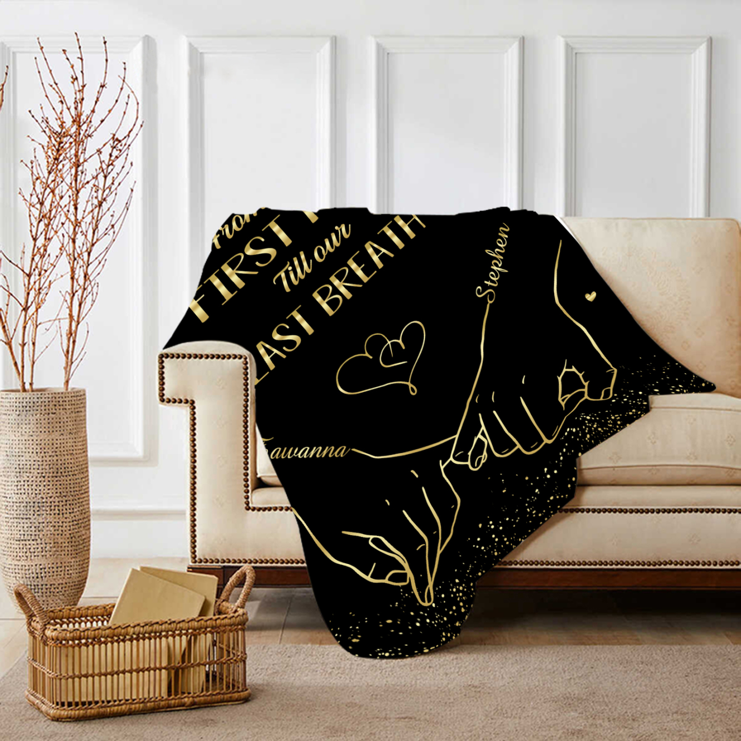 From Our First Kiss Till Our Last Breath Personalized Couple Pinky Promise Blanket A Heartfelt Gift with Custom 2 Names