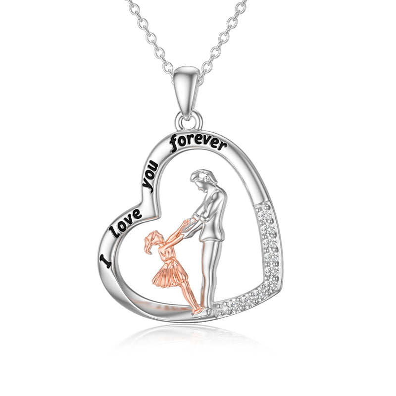 Father Daughter Heart Pendant Necklace from Dad Gift for Daughter