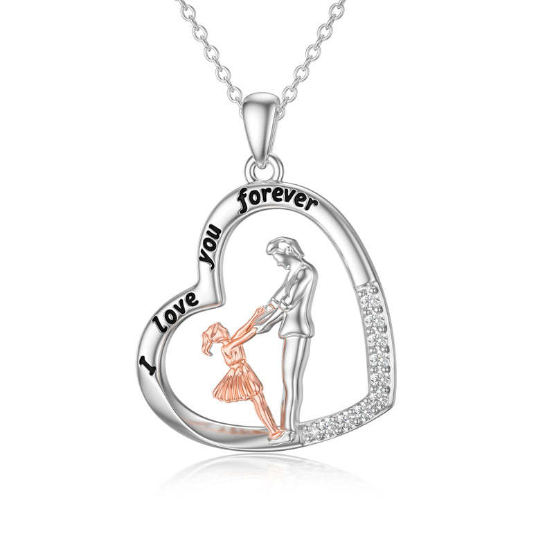 Father Daughter Heart Pendant Necklace from Dad Gift for Daughter