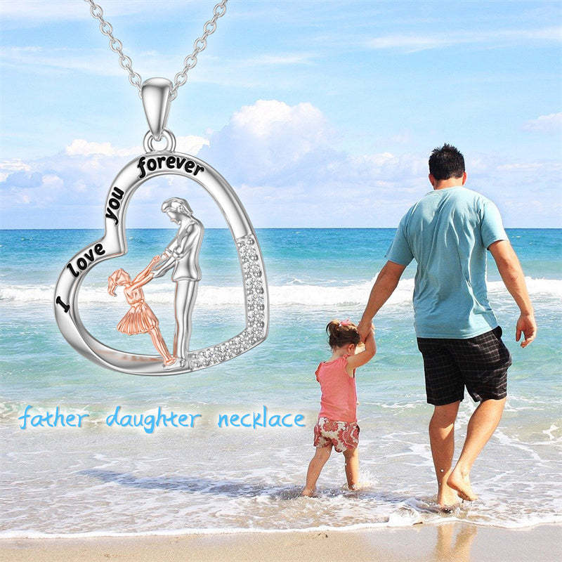 Father Daughter Heart Pendant Necklace from Dad Gift for Daughter