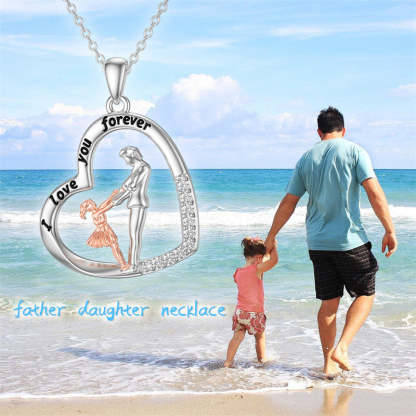 Father Daughter Heart Pendant Necklace from Dad Gift for Daughter