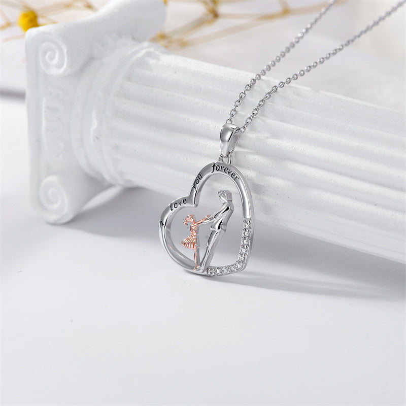 Father Daughter Heart Pendant Necklace from Dad Gift for Daughter