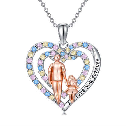 Father Daughter Heart Pendant Necklace from Dad Gift for Daughter