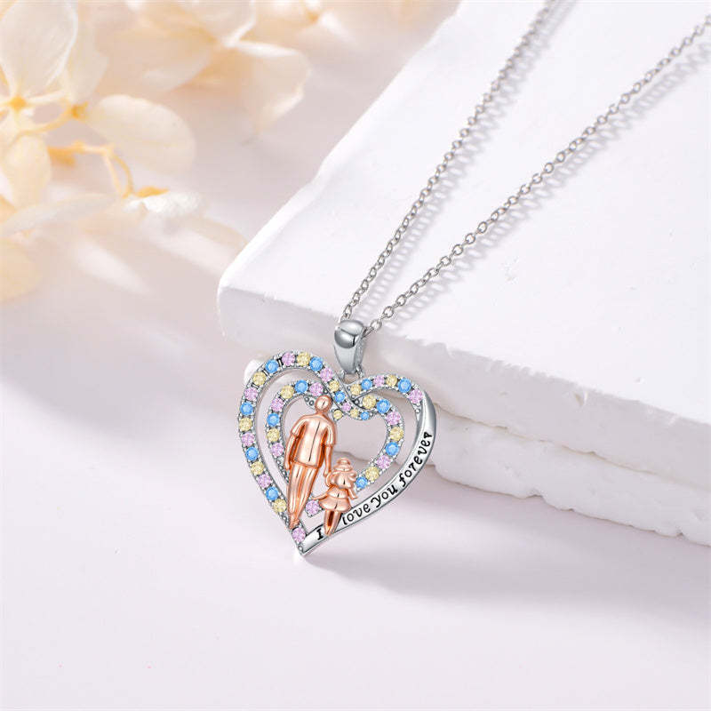 Father Daughter Heart Pendant Necklace from Dad Gift for Daughter