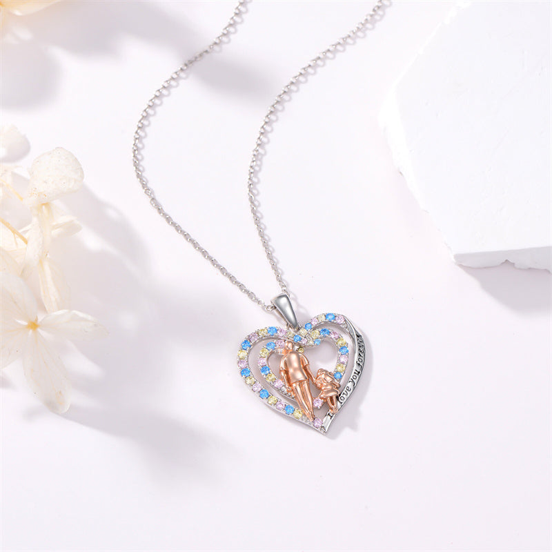 Father Daughter Heart Pendant Necklace from Dad Gift for Daughter