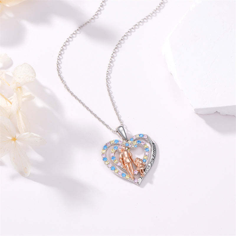 Father Daughter Heart Pendant Necklace from Dad Gift for Daughter