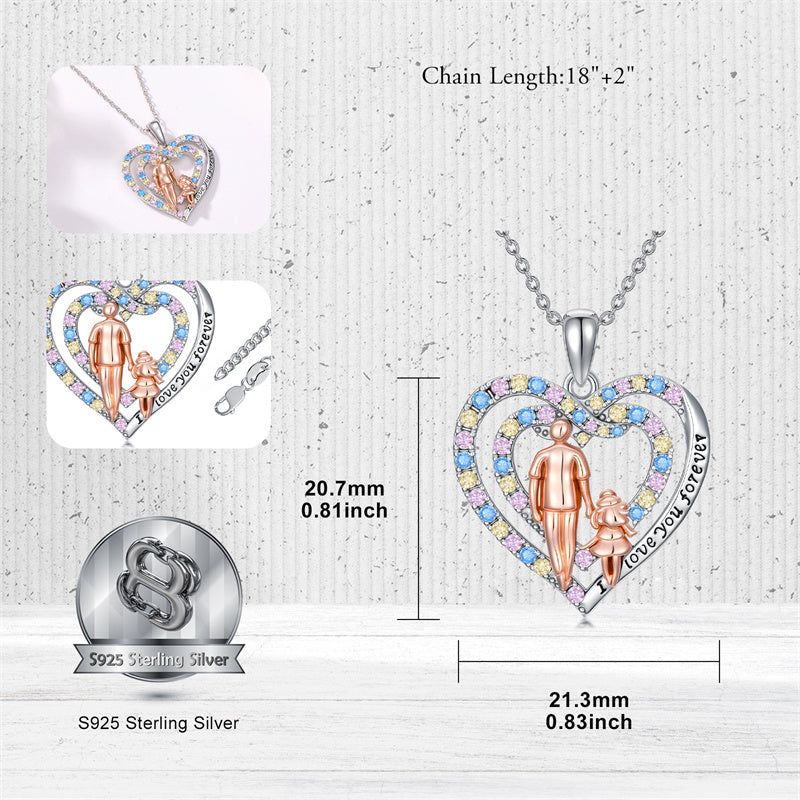 Father Daughter Heart Pendant Necklace from Dad Gift for Daughter