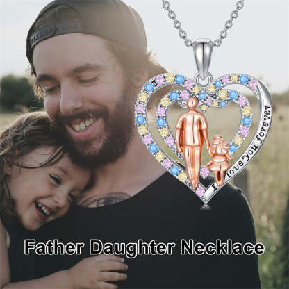Father Daughter Heart Pendant Necklace from Dad Gift for Daughter