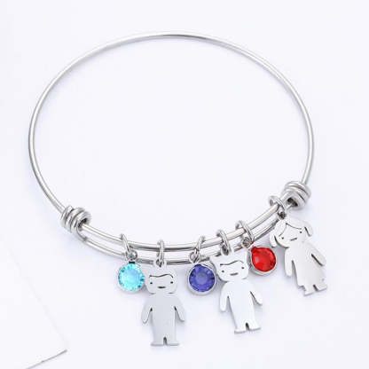Mother's Day Gift Personalised Delicate Boys And Girls Birthstone Children Kids Bracelet-Engravingift