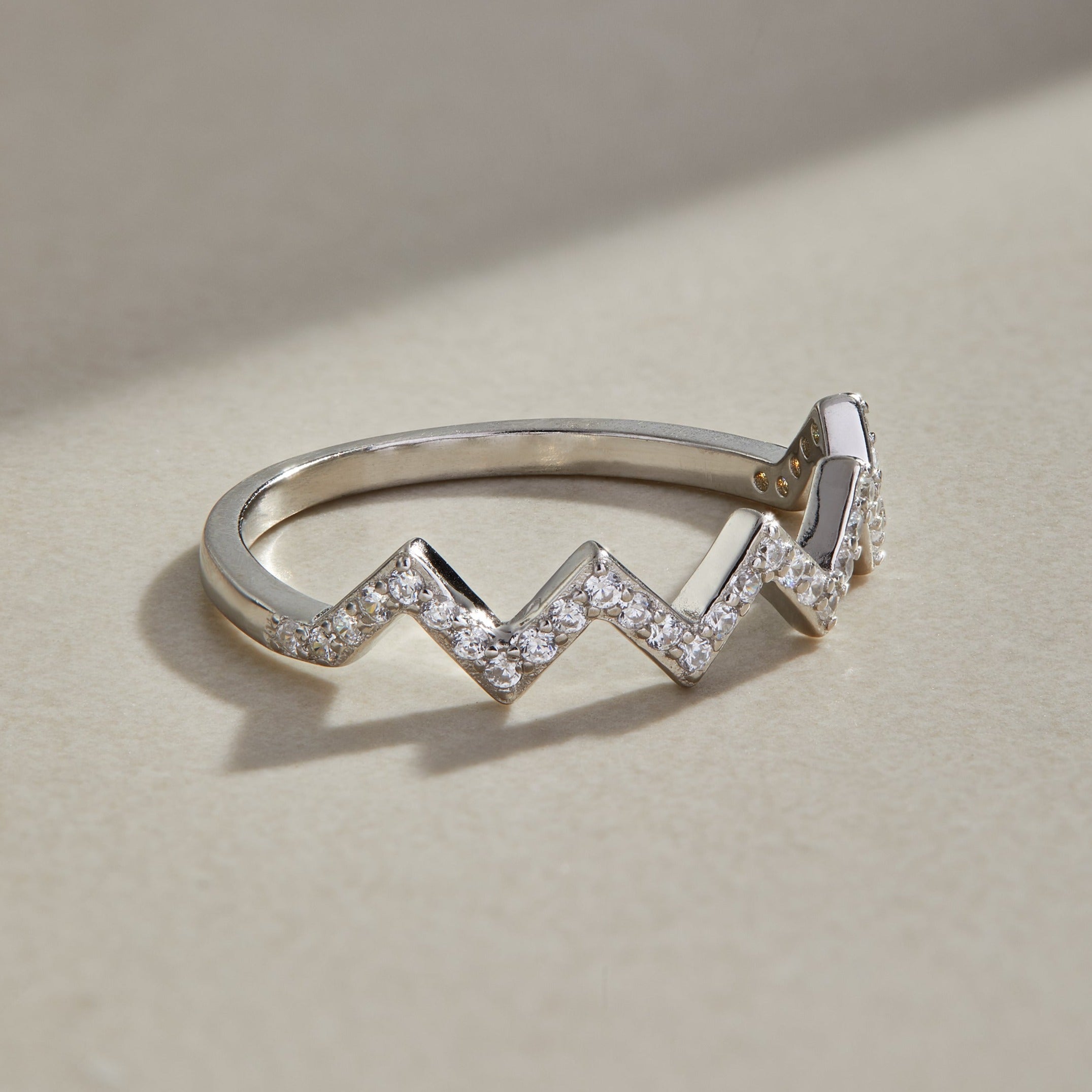 Mother's Day Gift Highs And Lows Zigzag Ring-Engravingift