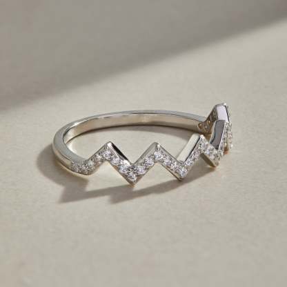 Mother's Day Gift Highs And Lows Zigzag Ring-Engravingift