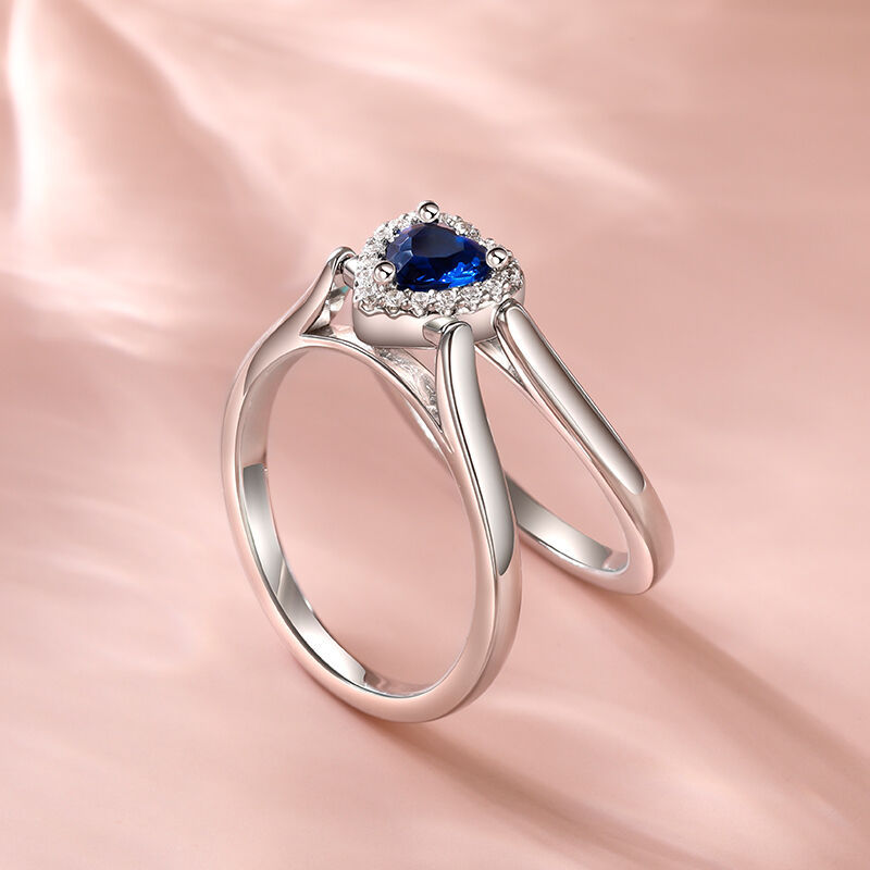 Halo Heart Cut Personalized Sterling Silver Reversible Ring