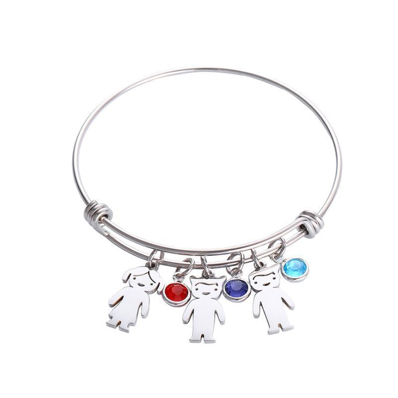 Mother's Day Gift Personalised Delicate Boys And Girls Birthstone Children Kids Bracelet-Engravingift