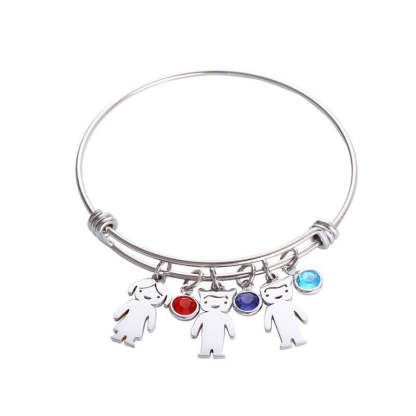 Mother's Day Gift Personalised Delicate Boys And Girls Birthstone Children Kids Bracelet-Engravingift