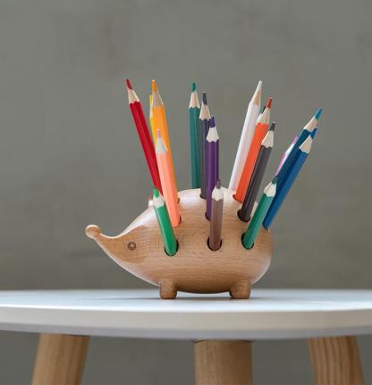 Mother's Day Gift Wooden Hedgehog Pen Holder-Engravingift