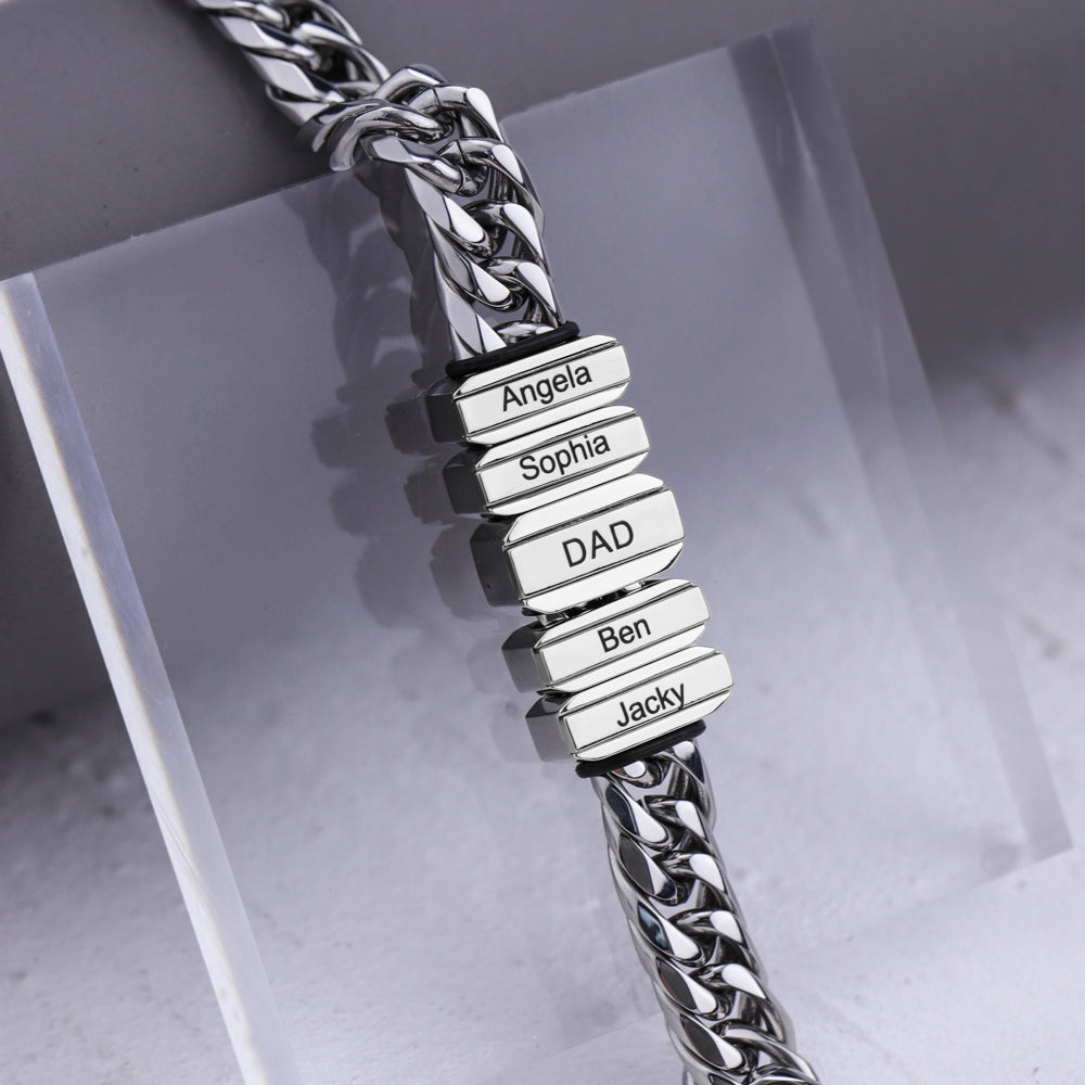Christmas Gift Cuba Link Men's Bracelet With Personalized Beads