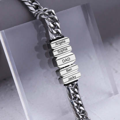 Christmas Gift Cuba Link Men's Bracelet With Personalized Beads