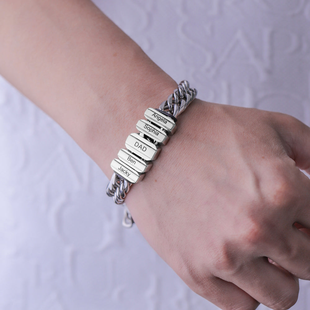 Christmas Gift Cuba Link Men's Bracelet With Personalized Beads