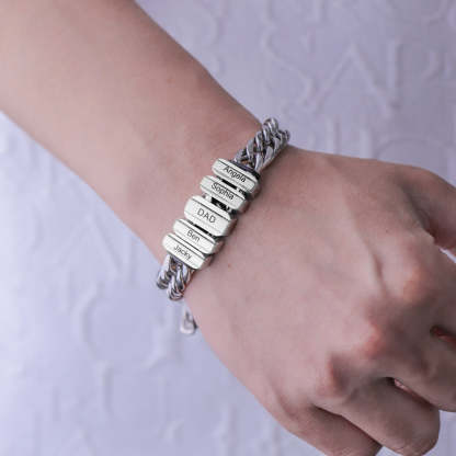 Christmas Gift Cuba Link Men's Bracelet With Personalized Beads