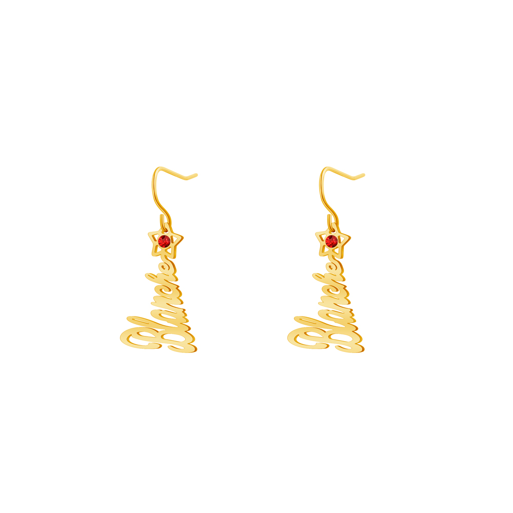 Christmas tree name earrings