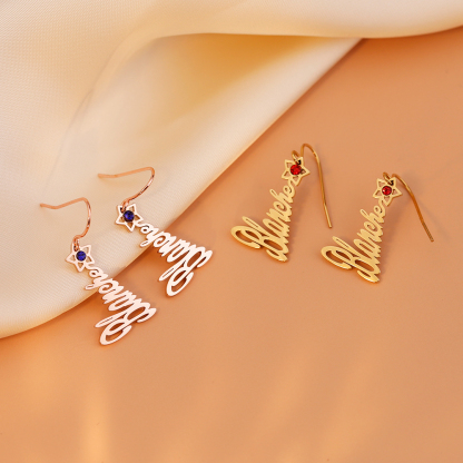 Christmas tree name earrings
