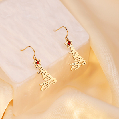 Christmas tree name earrings