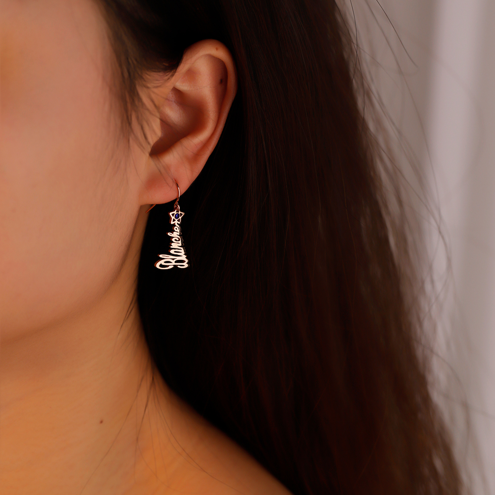 Christmas tree name earrings