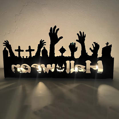 Halloween Metal Candle Holder Decorative Pumpkin Skull Design