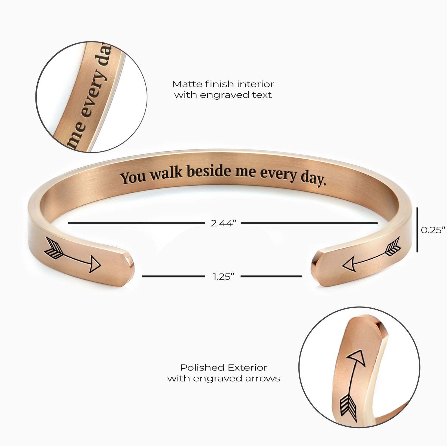 Father's Day Gift You Walk Beside Me Every Day Personalizable Cuff Bracelet-Engravingift