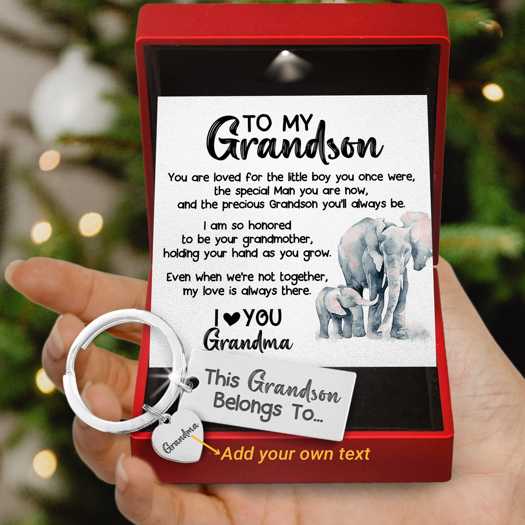 Mother's Day Gift Personalized Engraved Keychain - Family - To My Grandson - I Love You-Engravingift