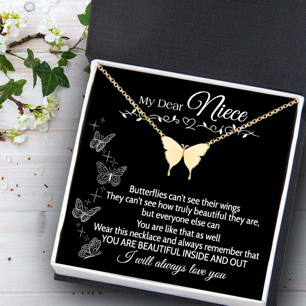 Mother's Day Gift Butterfly Necklace - Family - To My Niece - You Are Beautiful Inside And Out-Engravingift