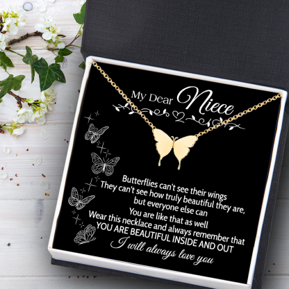 Mother's Day Gift Butterfly Necklace - Family - To My Niece - You Are Beautiful Inside And Out-Engravingift