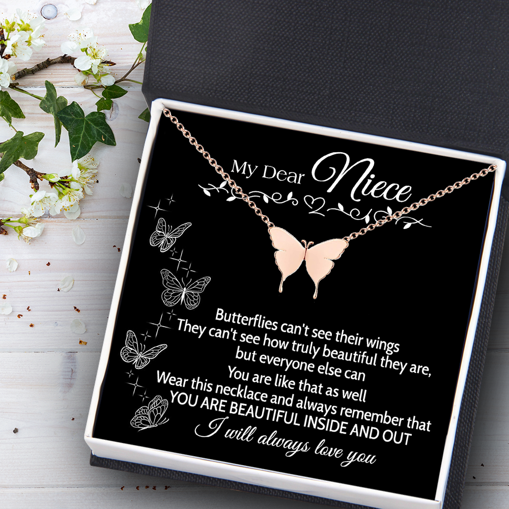 Mother's Day Gift Butterfly Necklace - Family - To My Niece - You Are Beautiful Inside And Out-Engravingift